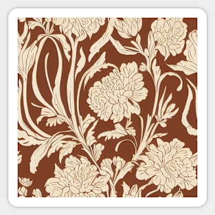 Brown and Cream Ivory Floral Classic Vintage Design Sticker